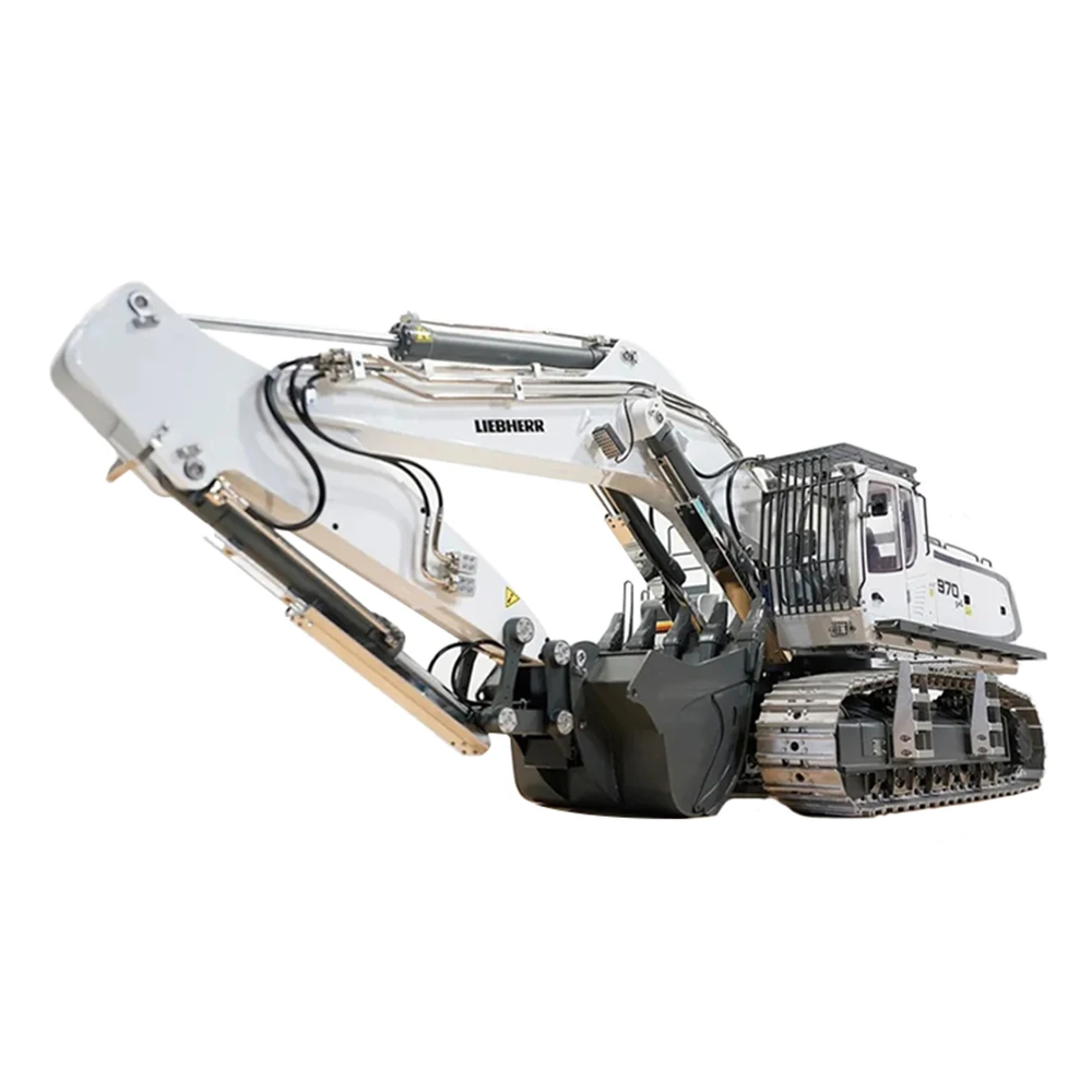 1/14 White K970 Metal Hydraulic Excavator Model Simulation Remote Control Heavy Mining Excavator Model