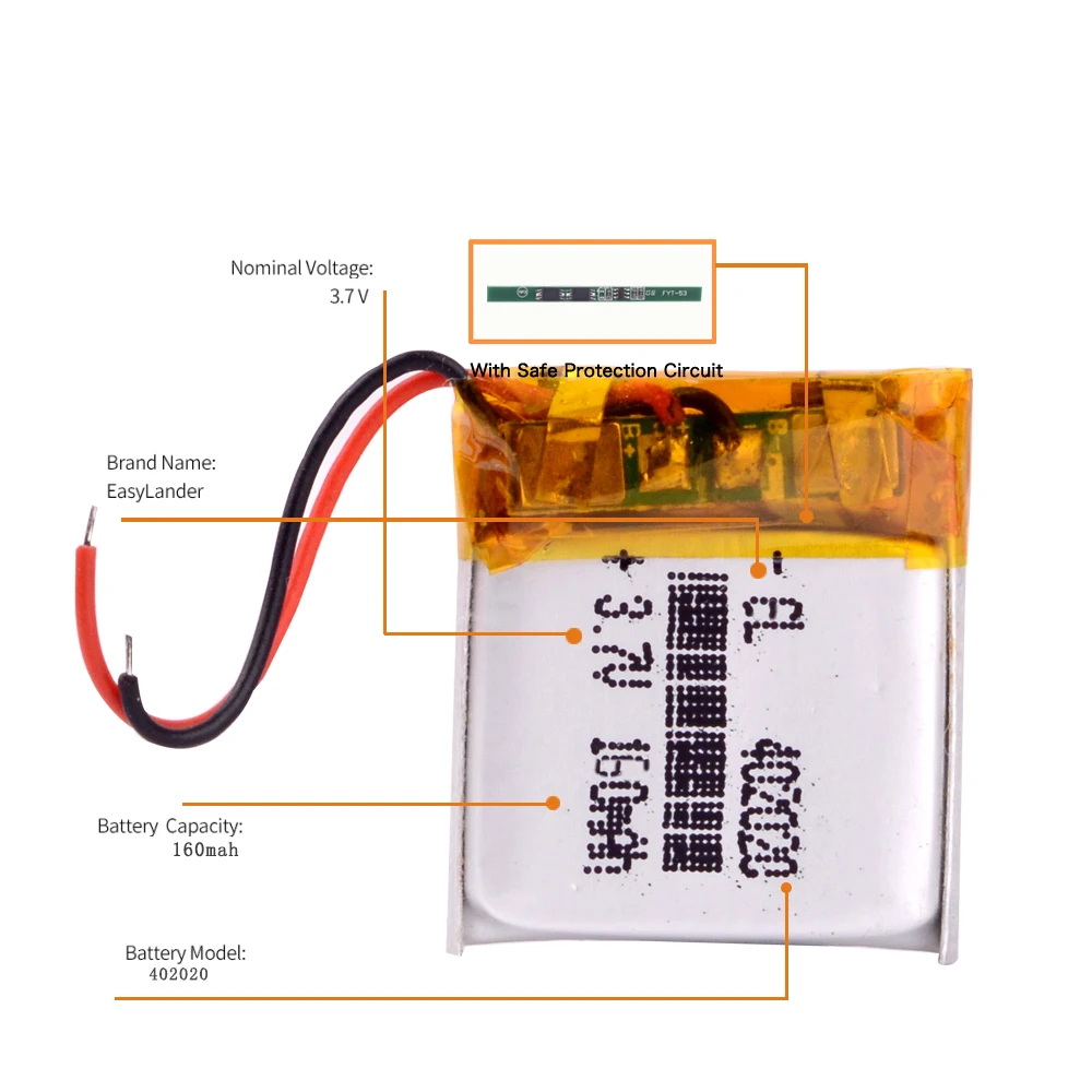 402020 3.7V 160mAh akumulator litowo-jonowy do zestawu słuchawkowego głośnik DVR zabawki inteligentny zegarek 042020 do słuchawek