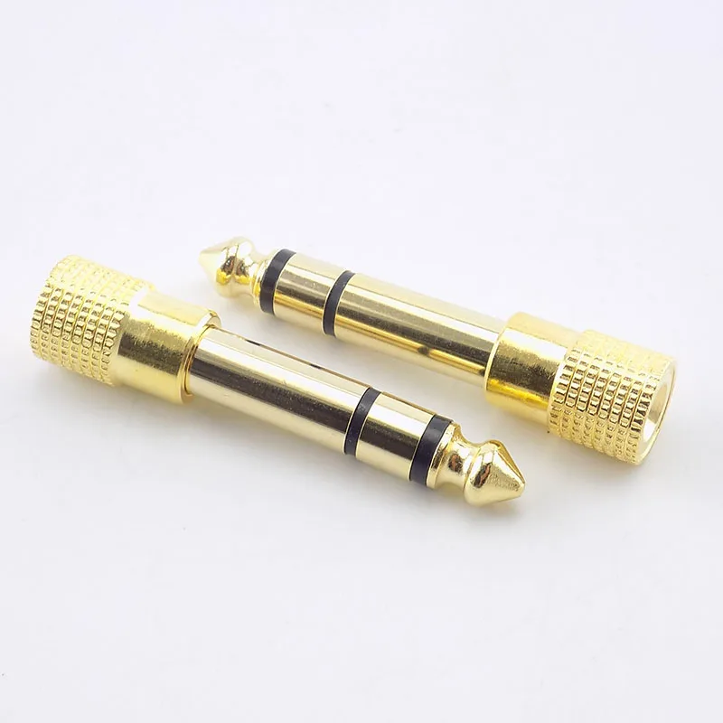 1/2pcs 6.5mm to 3.5mm Male to Female Headphone Stereo Audio Jack Plus Adapter 6.5 3.5 Converter Gold Music MP3 L19