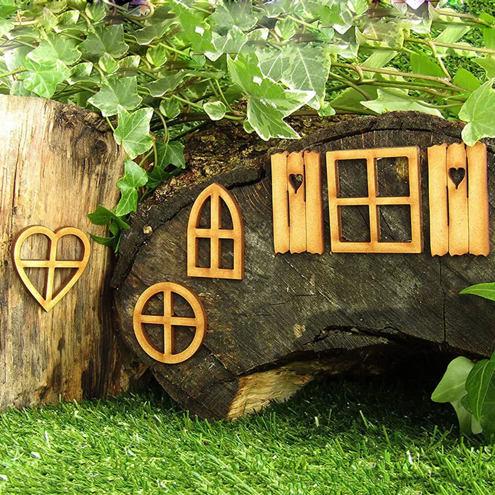 Wooden Miniature Fairy Elf Door DIY Painting Vintage Decor Dollhouse Garden Craft Accessories Doll House Micro Landscape Gift
