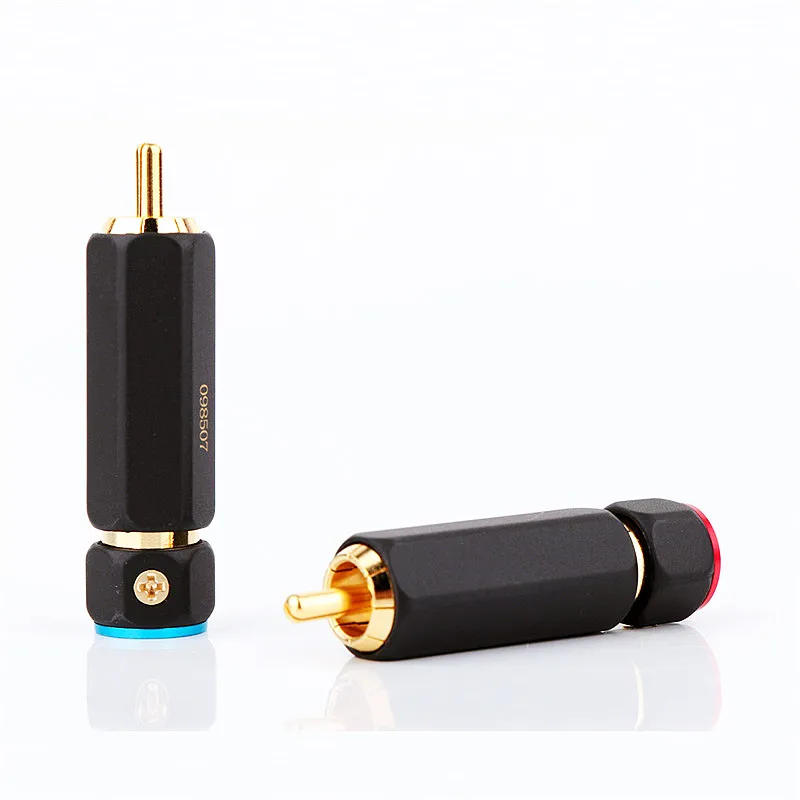 Hifi OFC 24K Gold Plated Lock RCA Connector Coaxial Audio Cable AV Video Plug