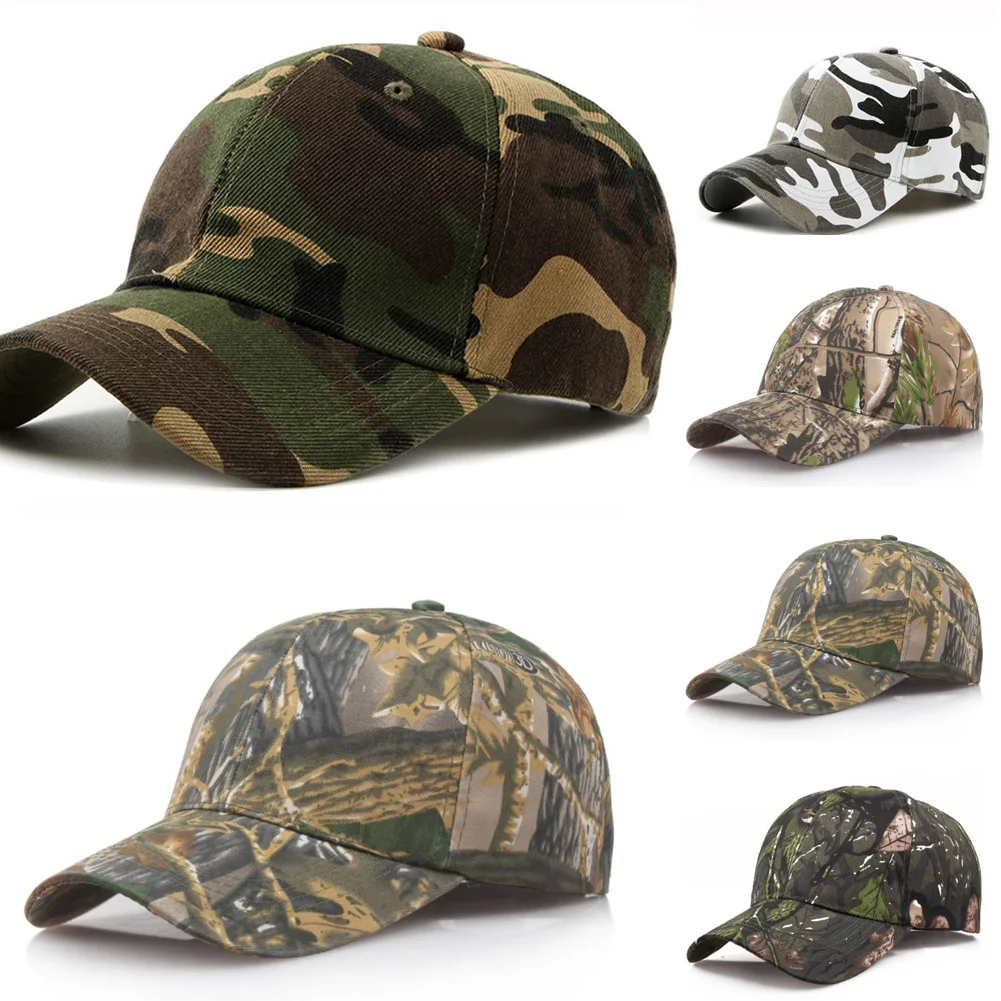 Unisex Camo Baseball Cap Camouflage Military Hat Adjustable Outdoor Sunscreen Quick-Drying Cap UV Protection Camping Hunting Hat