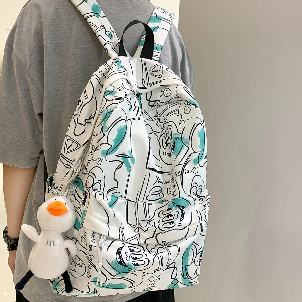 Lady Fashion Graffiti Backpack Waterproof Women Book Boy Bags Female Laptop Nylon Men Backpack Girl Student Male School Bag Cool