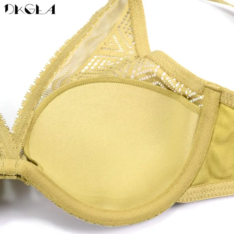 Comfortable Thin Underwear Set Lace Hollow Fashion Green Bra Sets Women Lingerie Embroidery Brassiere A B C Cup Sexy Bras Deep V