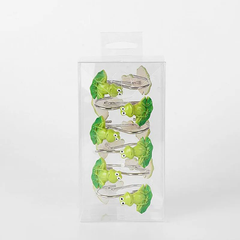 

12 pcs Shower Curtain Hook Decorative Resin Cute Frog Curtain Rings Curtain Hooks for Bathroom Bedroom Baby Room Living Room