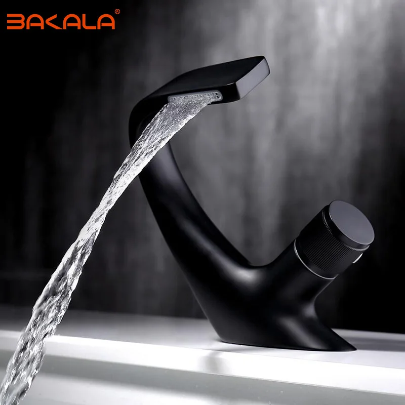 BAKALA Basin sink Black Faucet Cold and Hot Water bathroom tap black Chrome Bathroom basin sink Mixer Tap