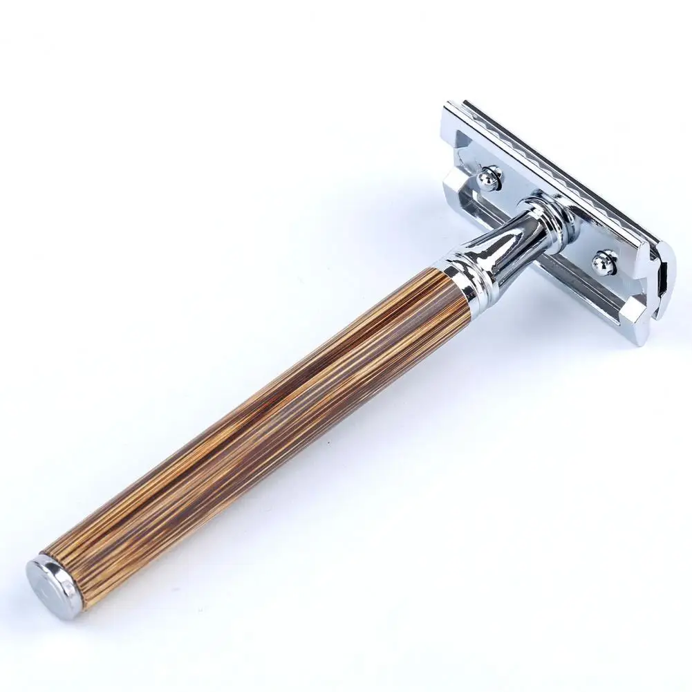 Men Beard Razors Manual Ergonomics Handle Lightweight Reusable Bamboo Handle Double Edge Male Razors Shaving Machine