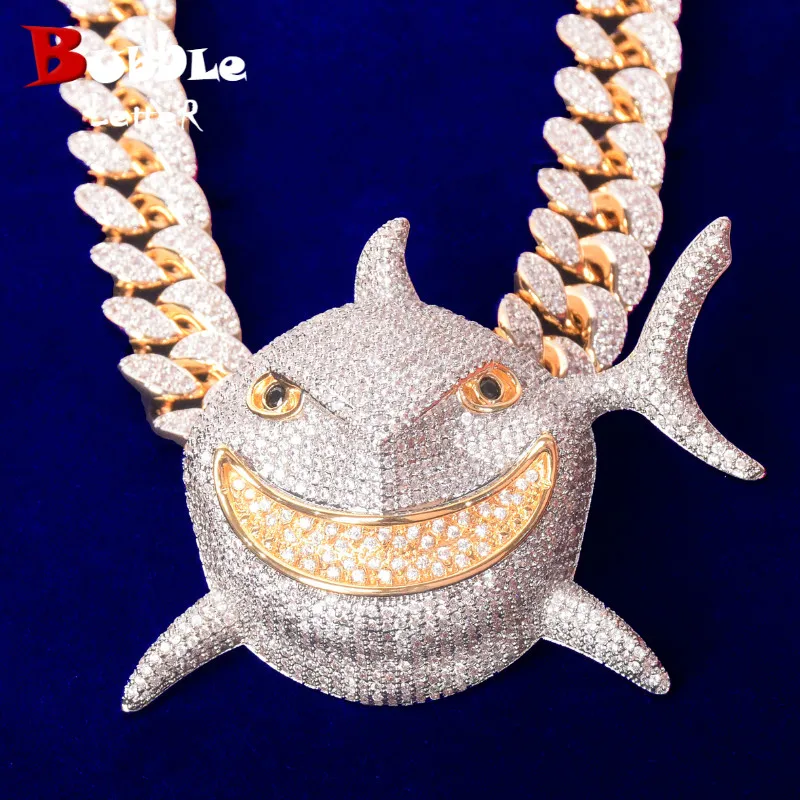 Shark Pendant  Necklace Gold Color Plated Men's Hip Hop Rock Street Jewelry