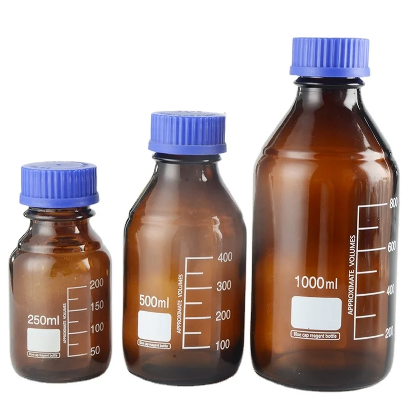 Laboratory High-quality 50ml 100ml 250ml 500ml 1000ml Glass Reagent Bottle Brown Screw Glass Reagent Bottle