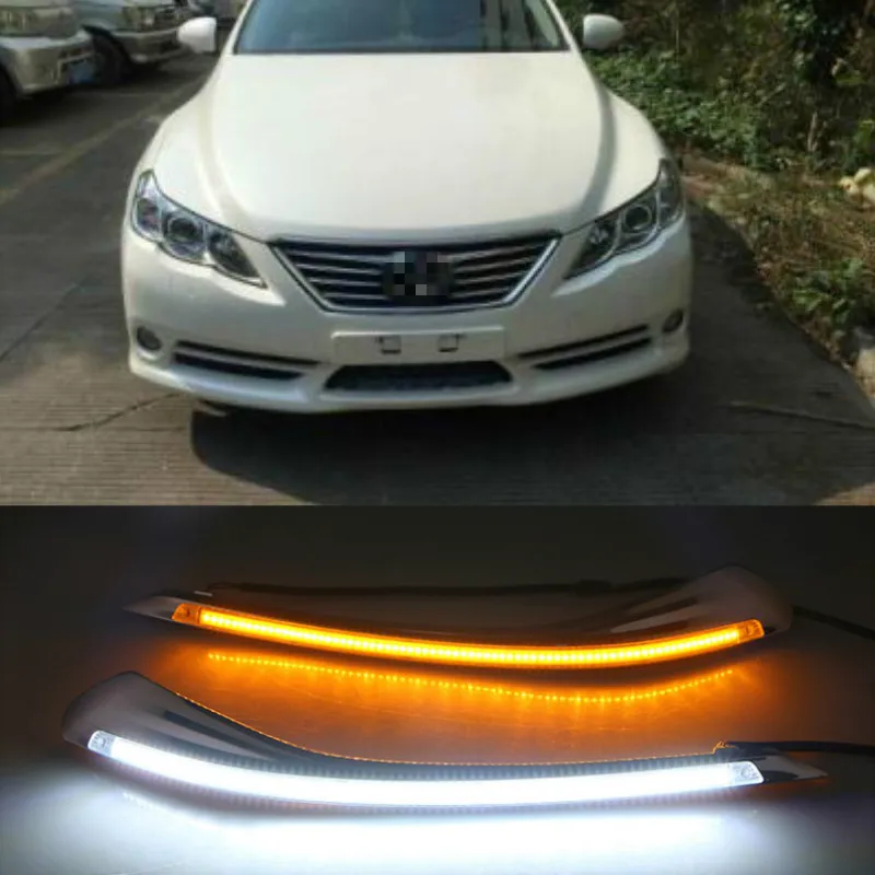 1Pair DRL For Toyota MARK X REIZ 2010-2012 LED DRL Daytime Running Light With Turn Signal Fog Lamp