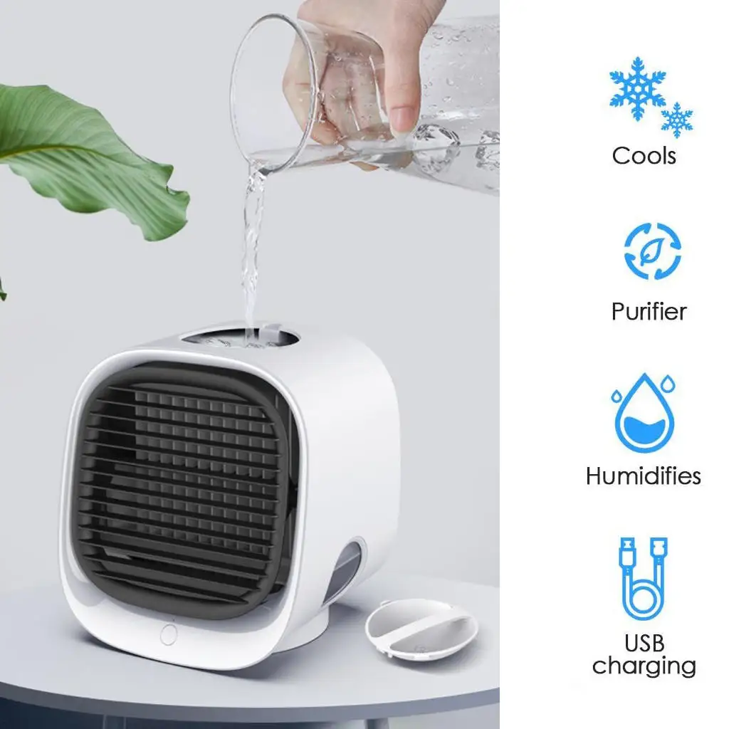 

Mini Desktop Air Conditioner USB Small Water Cooling Fan Humidifier Purifier