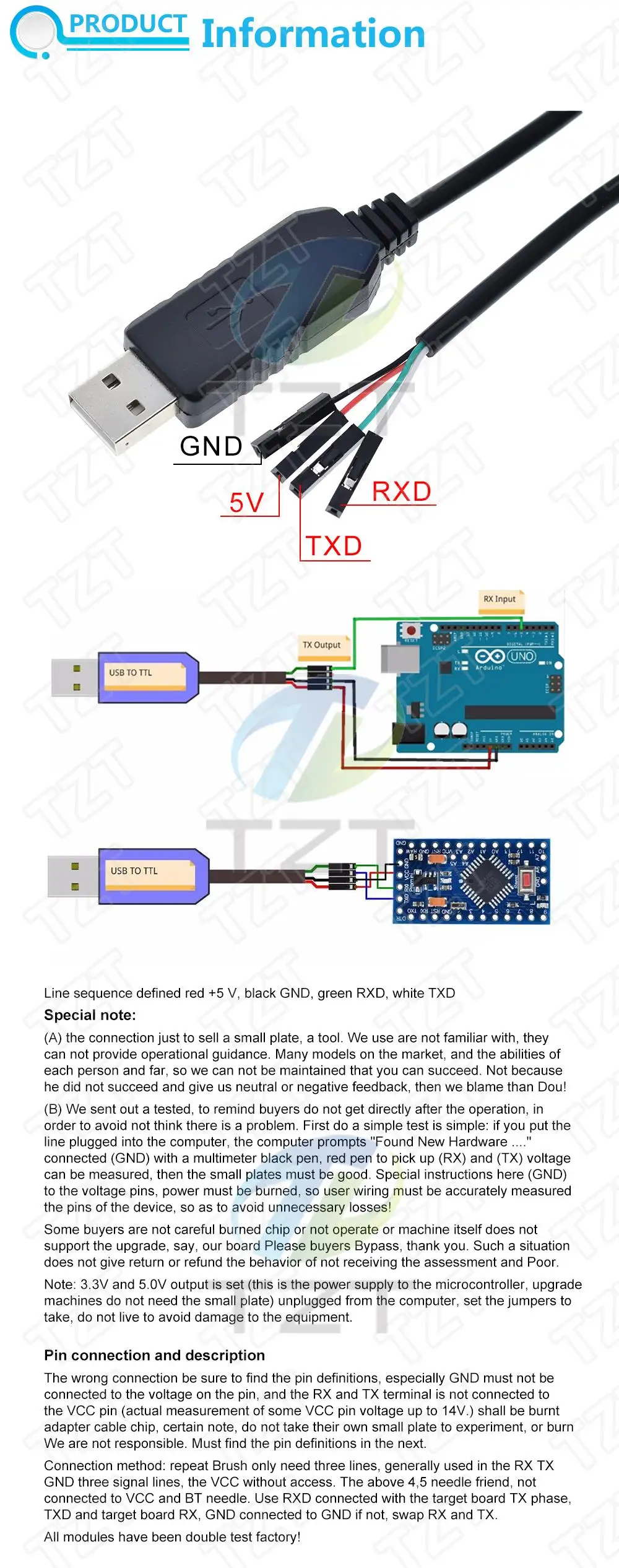 TZT PL2303 PL2303HX/PL2303TA USB zu RS232 TTL Konverter Adapter Modul mit staubdichter Abdeckung PL2303HX für Arduino-Downloadkabel – Detail 6