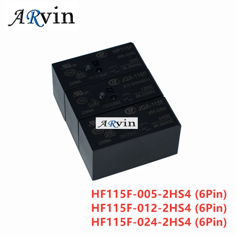

2 шт./лот Relay HF115F JQX-115F-005-2HS4 JQX-115F-012-2HS4 5V 12V 24V 6PIN 8A