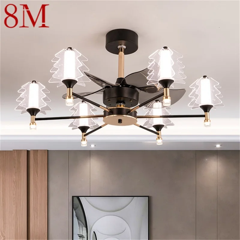 

8M Postmodern Ceiling Fan with Lights Remote Control LED Lamp for Home Dining Room Decoration