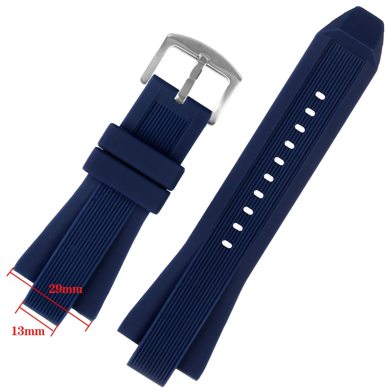 For MK Series MK8184 MK8152 MK9020 MK8730 MK8761 8295 8296 8445 Rubber Watchband Convex Silicone 29*13mm Mens Strap Black Blue