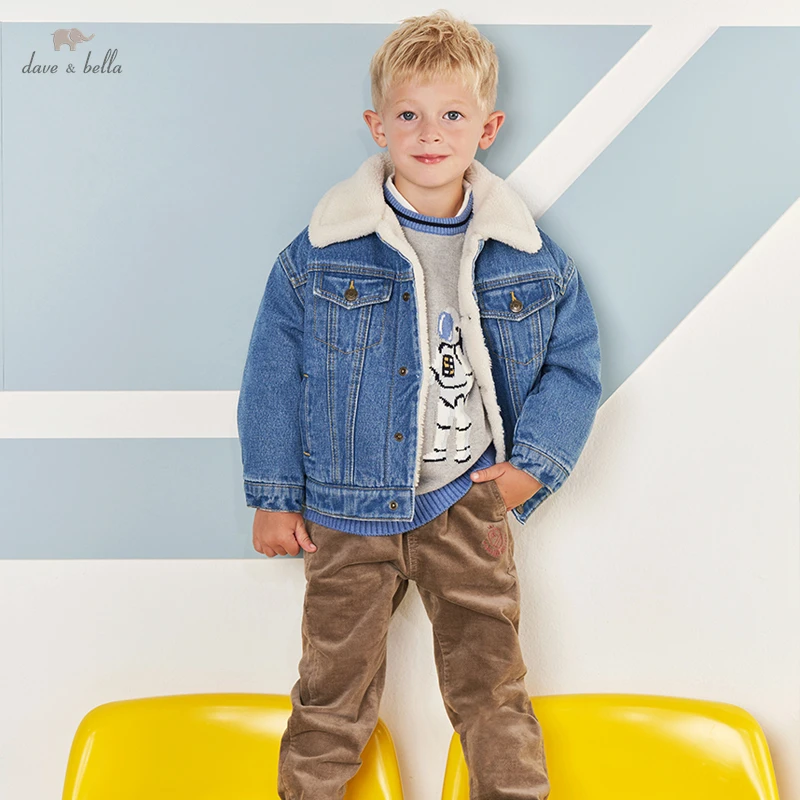 

DKY18601-K dave bella winter kids boys fashion jacket soild pockets hooded coat children high quality outerwearar