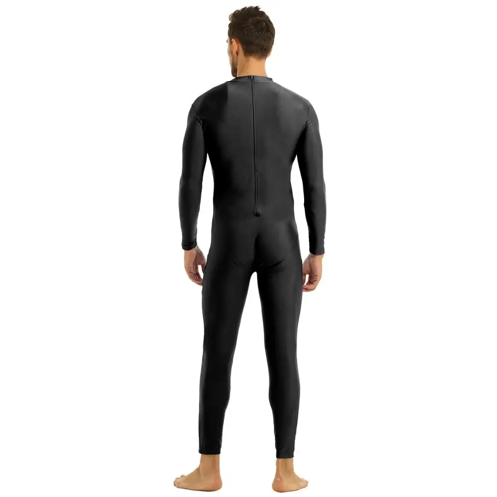 Mens Gymnastics Ballet Leotards Dance Practice Costume Cycling Full Unitard Bodysuit Long Sleeve Yoga Stage Performance Jumpsuit