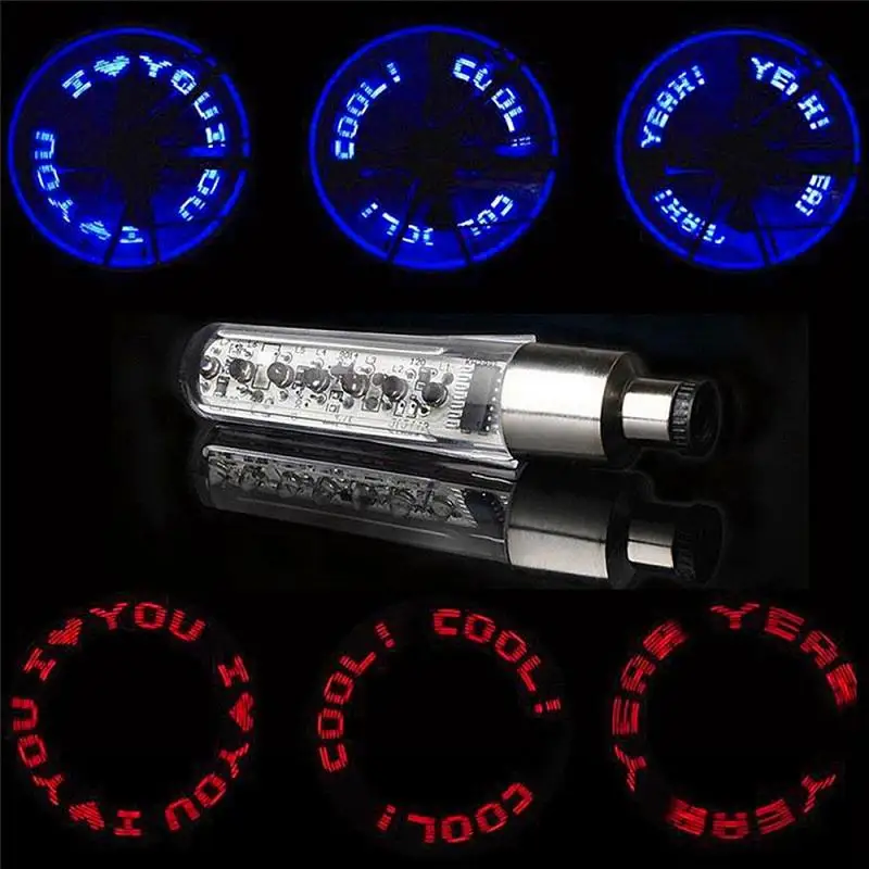 Bicycle Wheel LED Car Spoke Wheel Light Outdoor Mountain Bike Letter Nozzle Light Valve Warning Light Bicycle Accessories