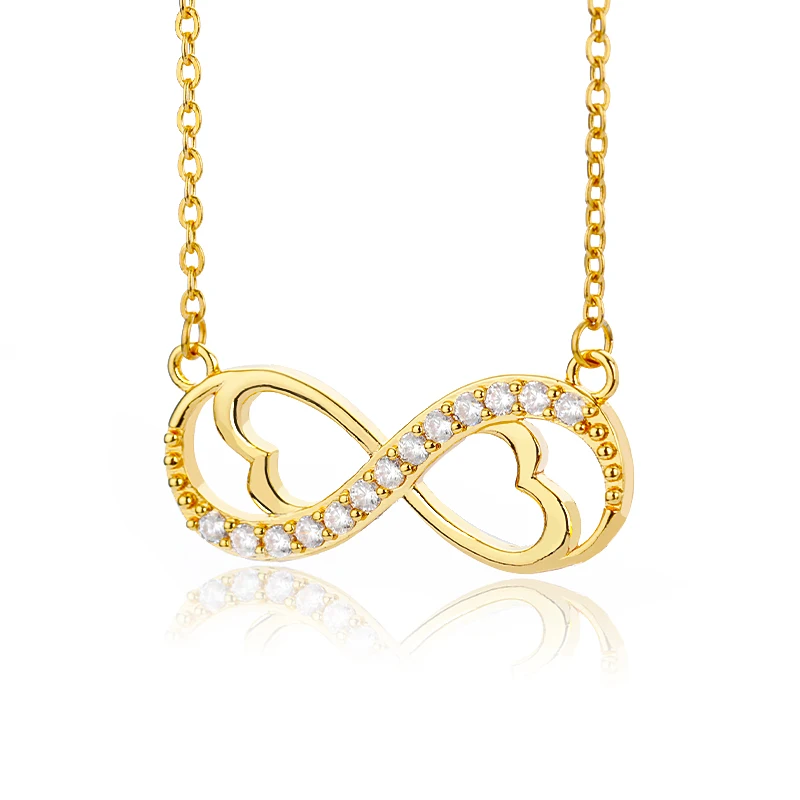 Necklace For Women Fashion Romantic Gold Color Silver Colour Infinite Love Classic Infinity Symbol & Love Heart CZ Jewelry Gift