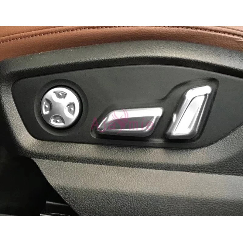 For Audi Q7 2016 2017 2018 Interior Rear Seat Adjust Swtich Button Cover Protector Panel Trim Chrome Auto Accessories