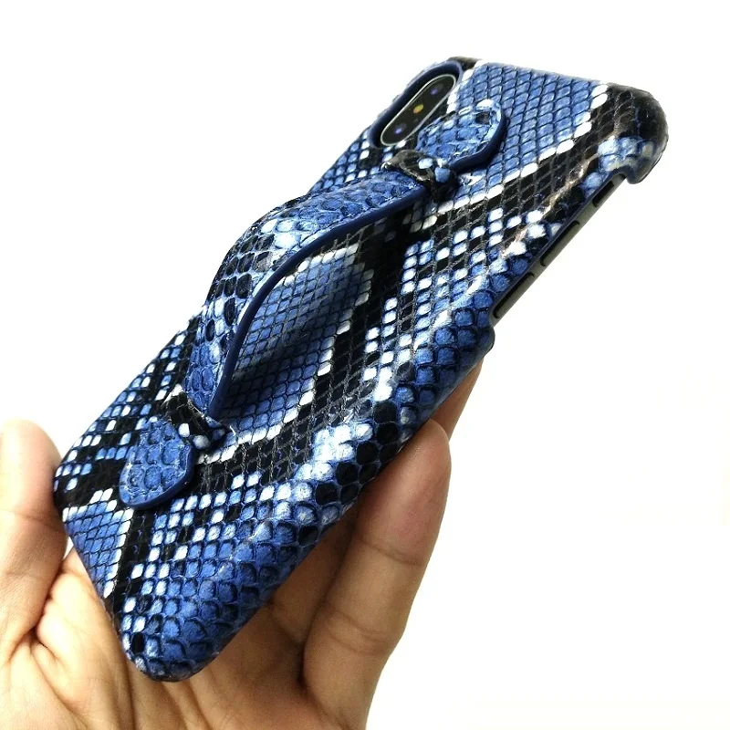 

Solque Genuine Leather Hand Strap Holder Phone Case For iPhone X XS Max 7 8 Plus SE2020 Luxury Cute Snake Ultra Slim Hard Cover