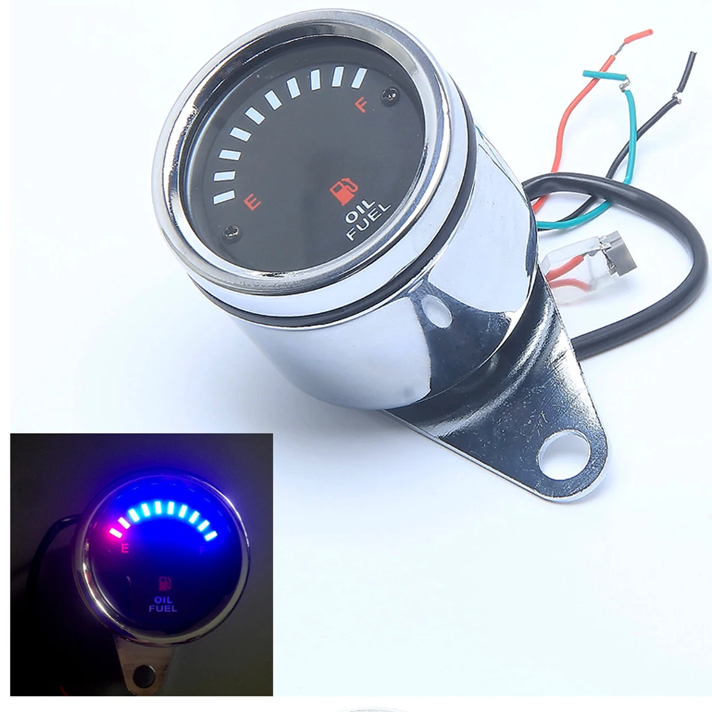 2.56 inch Universal Motorcycle Electrical Fuel Level Gauge 12V  (Chrome Bezel)