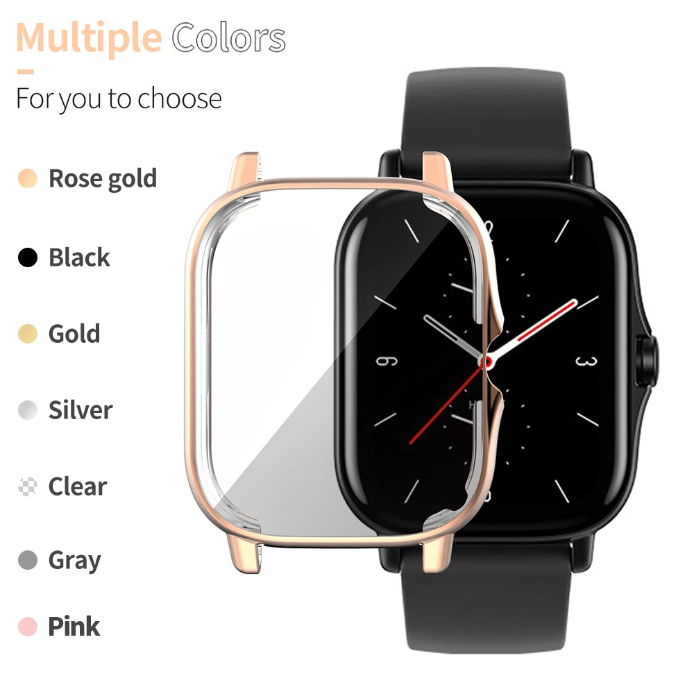 TPU Soft Full Screen Glass Protector Case Shell Edge Frame For Amazfit GTS 2/2e GTS2/e Smartwatch GTS2e Protective Bumper Cover