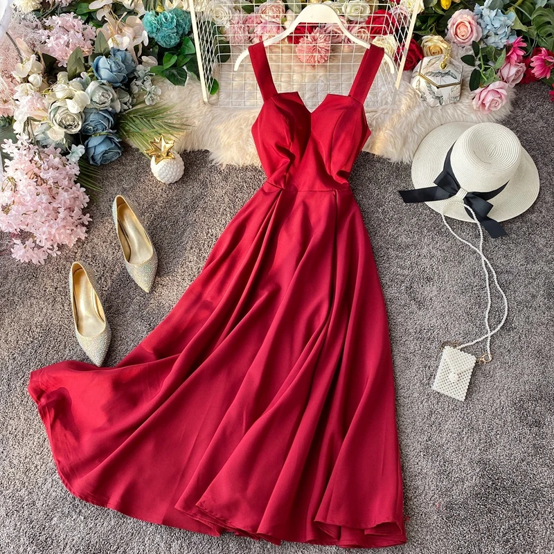 Gợi Cảm Đầm Dự Tiệc Cho Nữ Chữ A Hở Lưng 2020 Mùa Hè Áo Cao Cấp Thanh Lịch Áo Dài Đi Biển Vestidos P551