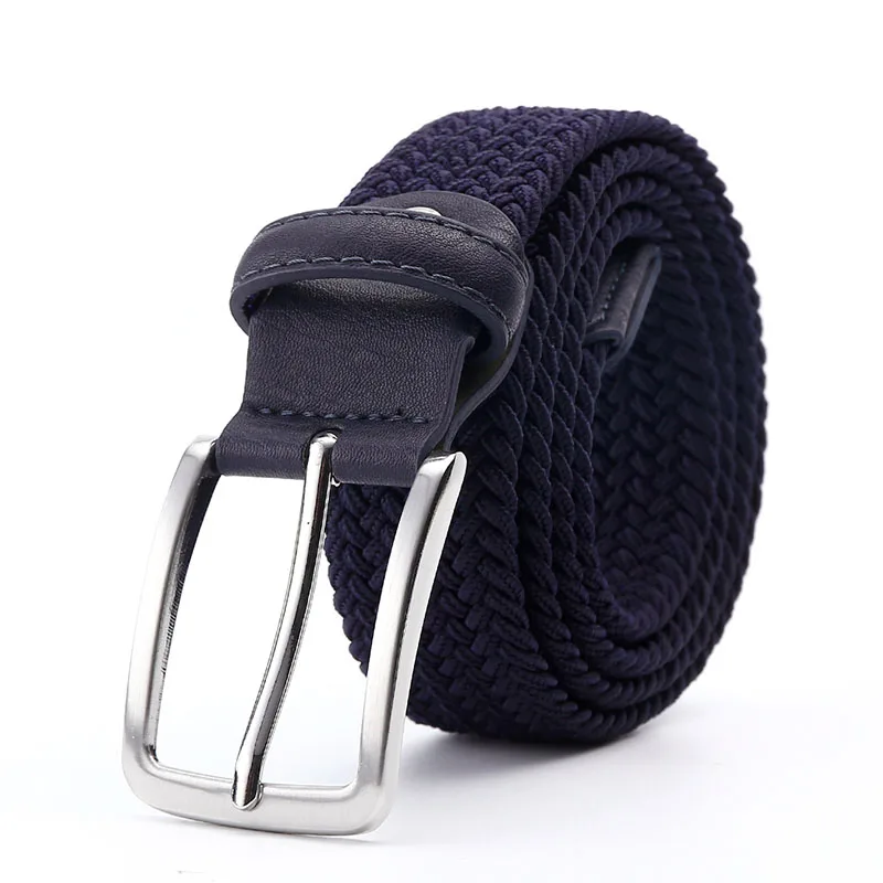 Green Longer Elastic Belts For Men Woven Braided Fabric Comfort Stretch Casual Belts 1-3/8\