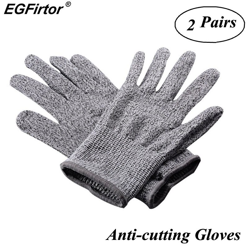 2Pairs Anti-cutting Gloves 5 Level Safety Cut Proof Stab Resistant Stainless Steel Wire Metal Mesh Kitchen Butcher Cut-Resistant