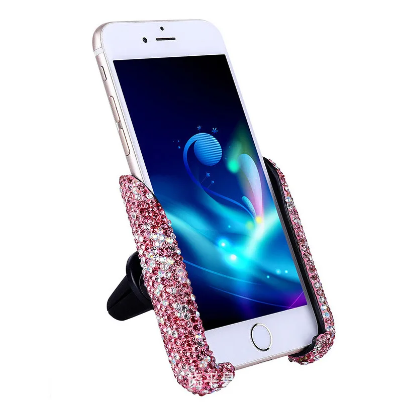 Universal Beautiful Bling Glitter Car Mount Automatic Gravity Mobile Stand Phone Holder for Women