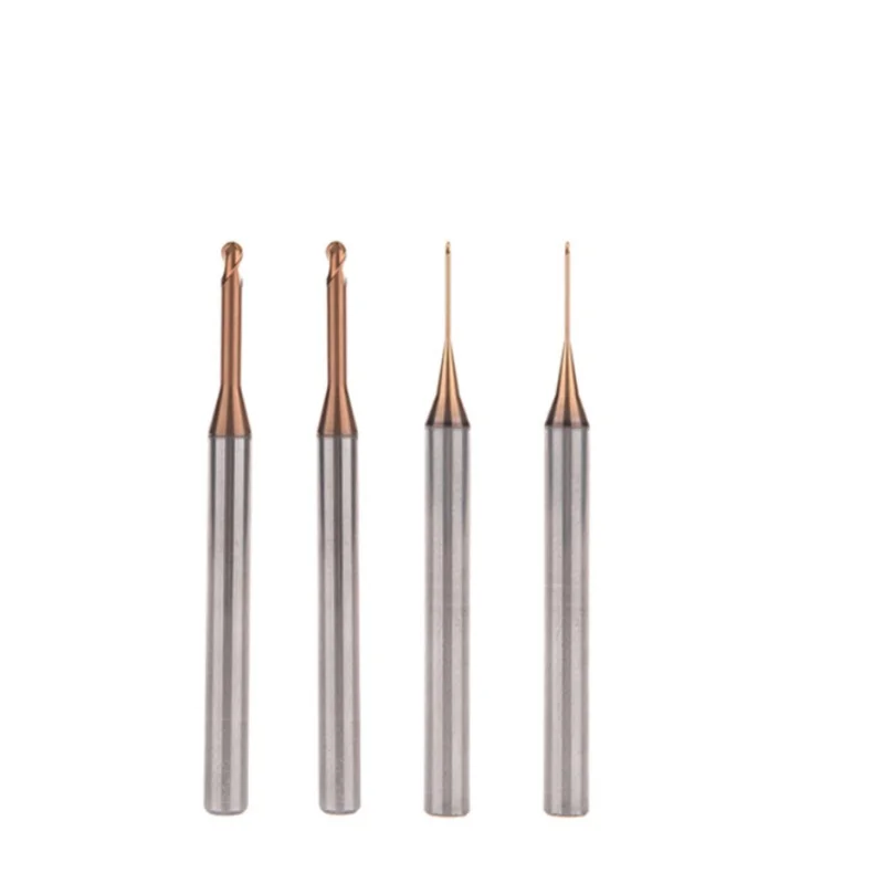 0.2 0.4 0.6mm 0.8mm  Micro Diameter Miniature 4 Flutes Rib Corner Radius End Mill Tungsten Steel Plain Milling Cutter