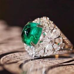 Huitan Unique Design Women's Rings with Brilliant Cubic Zirconia Aesthetic Flower Ring for Party Anniversary Gift Trendy Jewelry