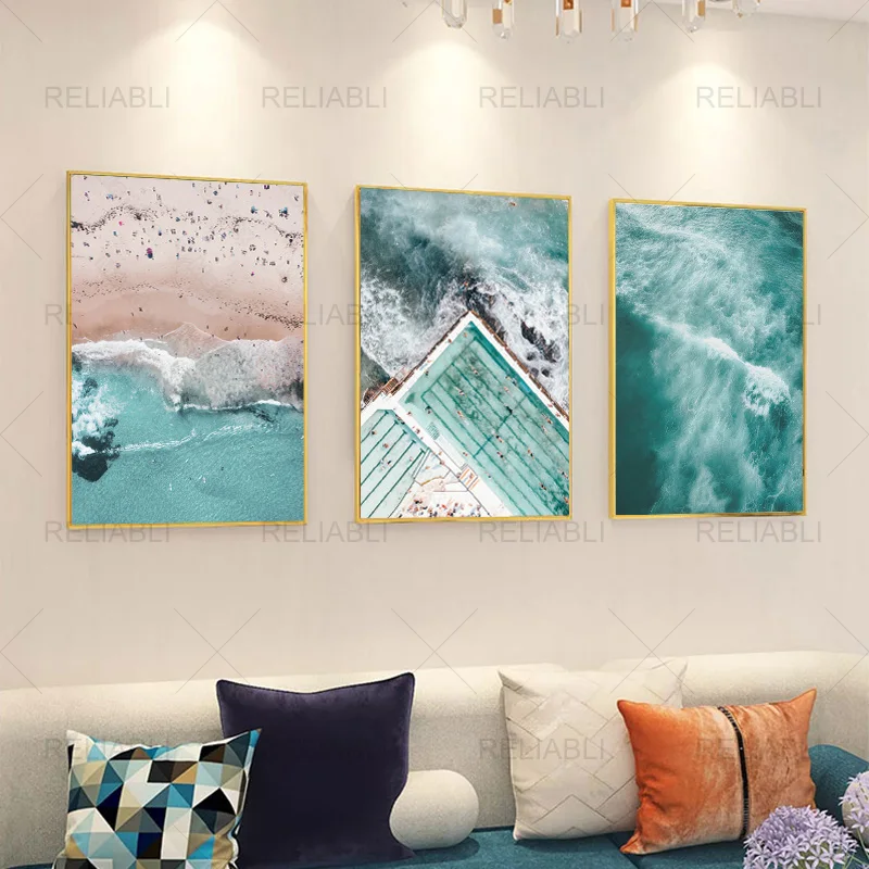 Nordic Seaside Landscape Beach Ocean Poster Canvas Painting Modern Prints Wall Picture for Living Room Home Decoration No Frame