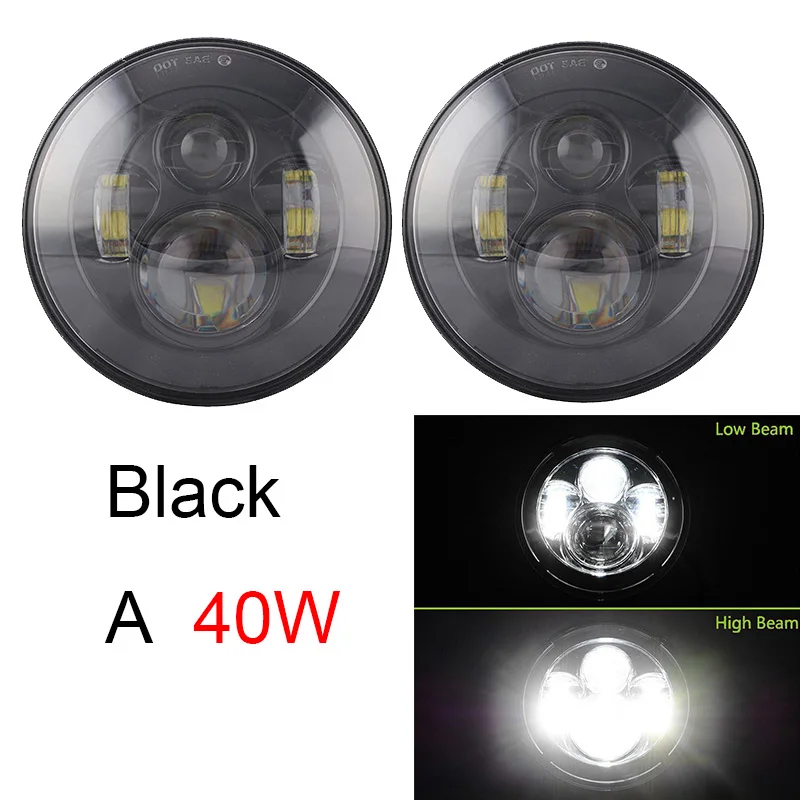 2Psc 7 Inch LED Headlight H4 Hi-Lo With Halo Angel Eyes For Lada 4x4 Urban Niva Jeep JK Land Rover Defender Hummer