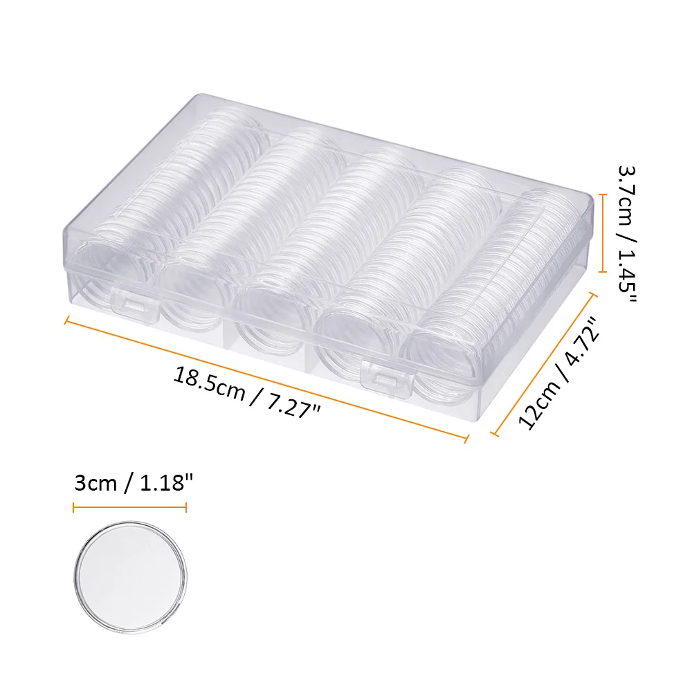 100Pcs/Lot Coin Holder Capsules Clear Case Box For Coin Collection Protector 17/20/25/27/30mm Coins Storage Box Medal Collect