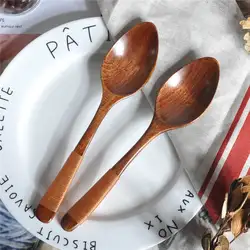 Wrapped Wire Wooden Spoon, Wide-mouth Cooking Spoons, Kitchen Utensil Tool, Soup Teaspoon, Catering ladle, Tableware, 18.5cm