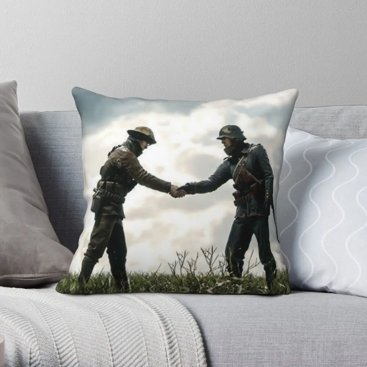 Battlefield 1 Truce Square Pillowcase Polyester Linen Velvet Printed Zip Decor Home Cushion Cover