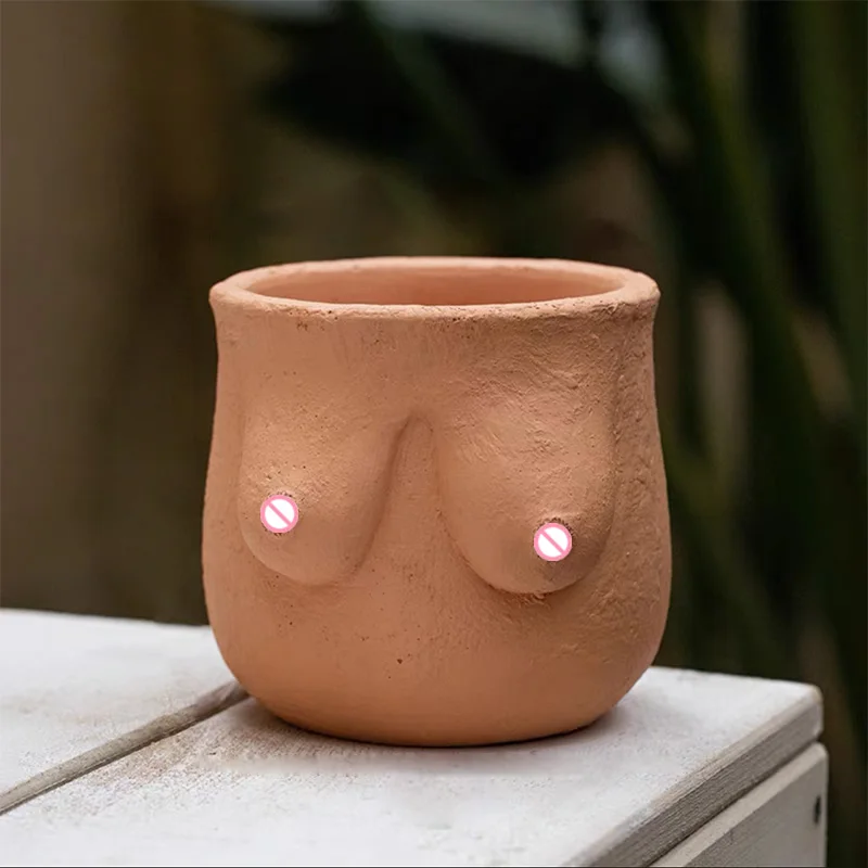 Concrete Art Body Flowerpot Silicone Mold Breast Cement Vase Mold Lower Body Abstract Sculpture Candle Vessel Pot Mold