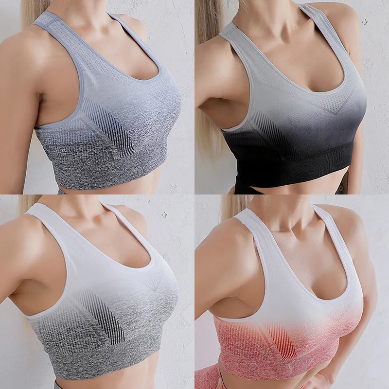 Women's High Impact Bra Anti-sweat Athletic Yoga Crop Tops Seamless Breathable Running Fitness Underwear Female Sports Bras