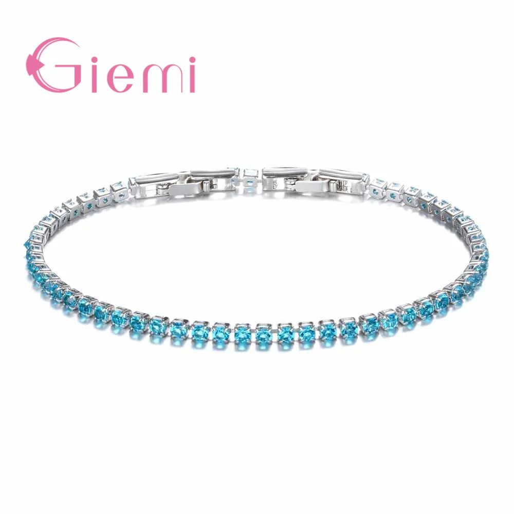 925 Sterling Silver Tennis Bracelet Luxury Cubic Zirconia Super Shining Austrian Crystal Wedding Jewelry 10 Colors