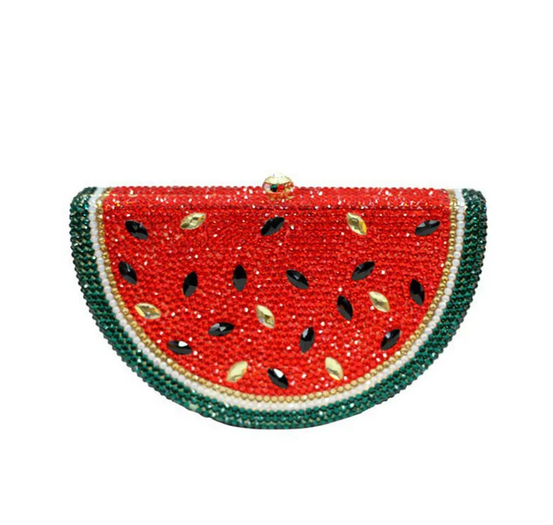 Strass tendência designer de luxo melancia saco brilhando strass dinheiro embreagem sacos frutas dinheiro embreagem cristal bolsa