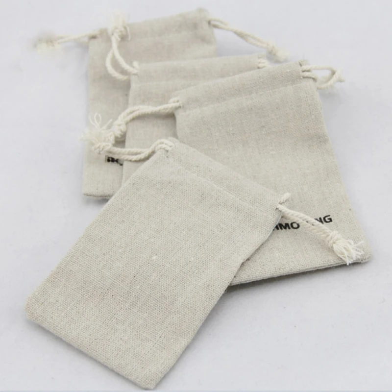 

100pcs/lot CBRL jute jewelry pouches custom linen fabric jewellery dust bags for toiletry cereal bracelet packaging