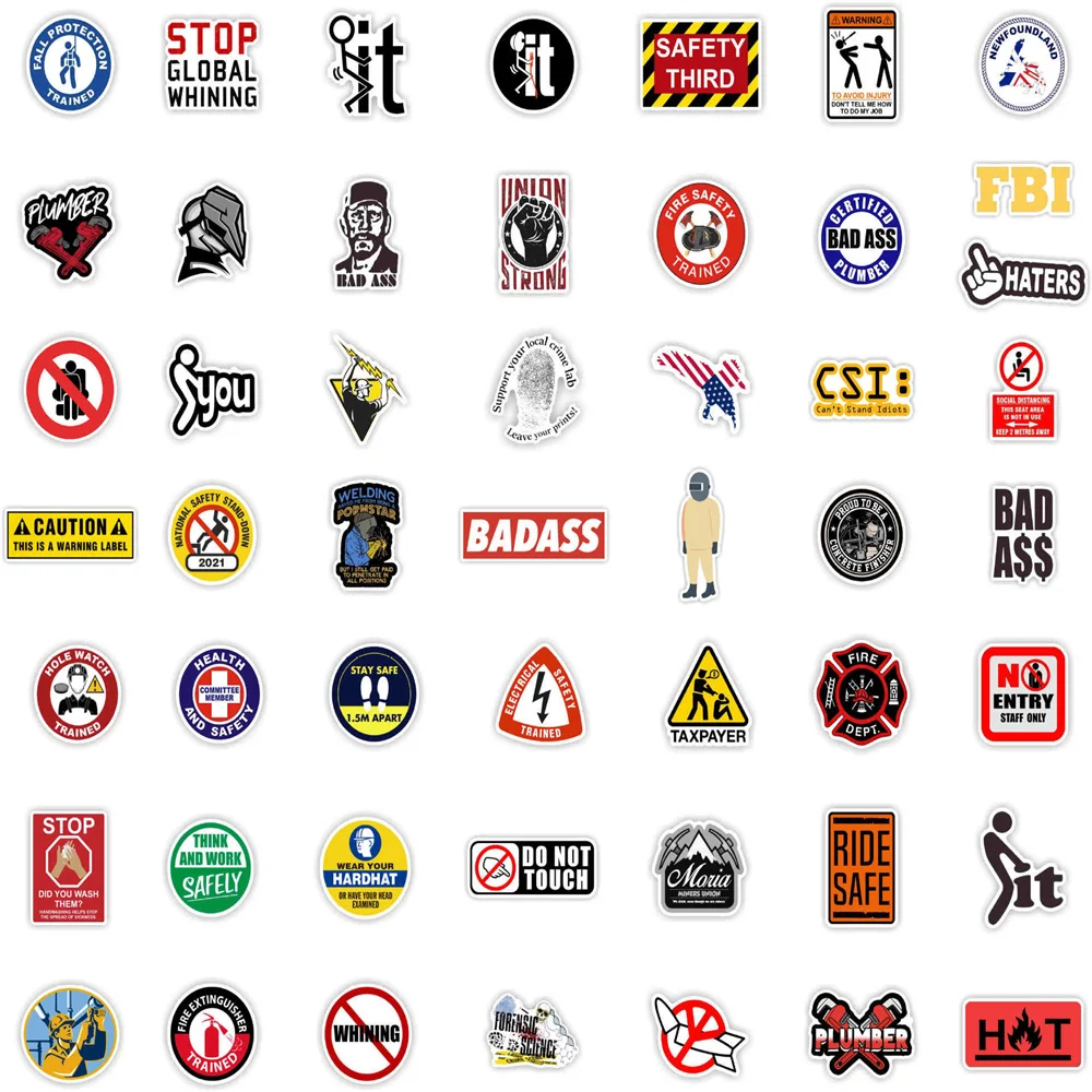 10/30/50PCS Safety Helmet Logo Sticker Slip Decorative Board Helmet Luggage Guitar Gift Toy Waterproof Sticker Wholesale