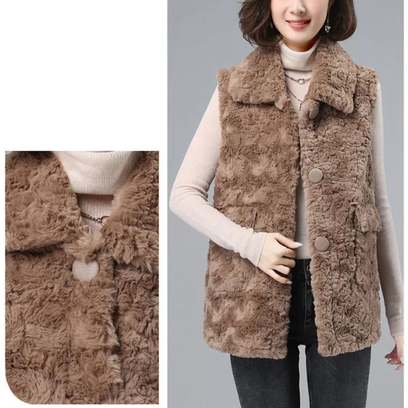 Vest Women\'s 2023 Winter New Korean Version Of the Lapel Fur All-In-One Lamb Wool Jacket Casual Short Waistcoat M467