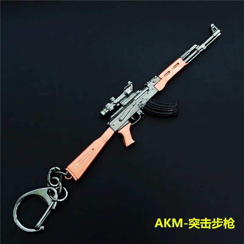 Game PUBG keychain 98K AWM SCARL Weapon Model Key Chains Keyring Pendant llaveros cosplay souvenir Gifts alloy chaveiro 10CM