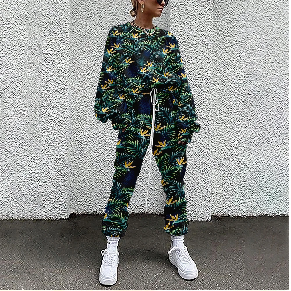 SOJINM Women New Fashion Two Piece Set Suit Outfits Floral Print Casual Sport Suit Woman Set Autumn Women Tracksuit