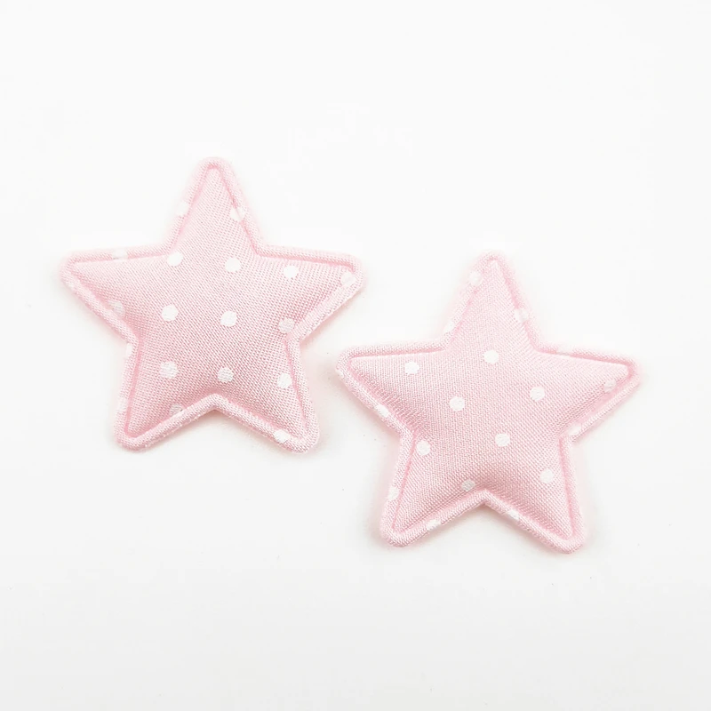 Fabric Padded Star Applique for DIY Headwear, Hair Clips Decor, Baby Hats, Headbands Ornaments, Padded Patches, 3.5cm, 50Pcs