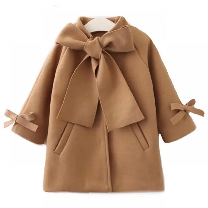 Children Coats for Girls Trench Jacket for Kids Fashion Korean Bow Outerwear Autumn Teenage Clothes Girls Long Coat Windbreaker