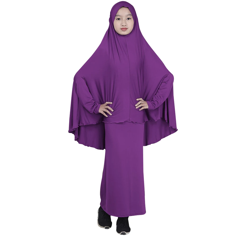 Set Musulmano Per Bambini Ragazze Robe Abaya Burka Hijab Islamico Maxi Vestito Abiti di Preghiera Ramadan Arabo Abito Per Bambini Abiti Copertura Completa Nuovo